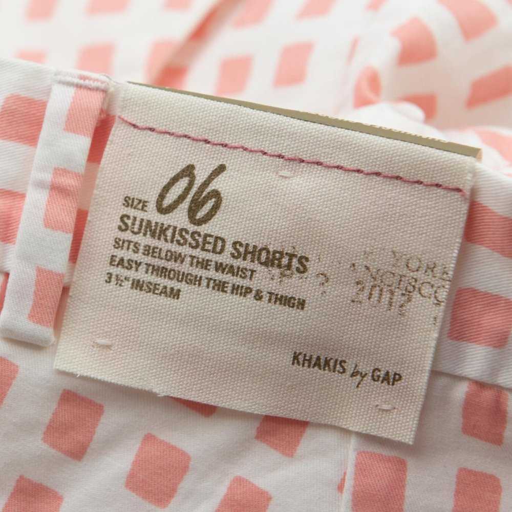 Gap Shorts Sunkissed 100% Cotton Gradiant Grid Print Pink White Size 6 New - Picture 5 of 8